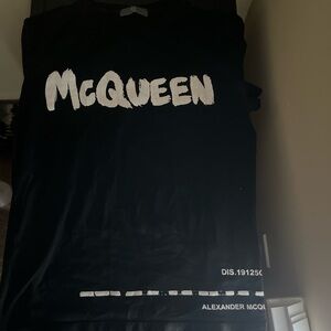 Alexander McQueen Black Tee with White Logo